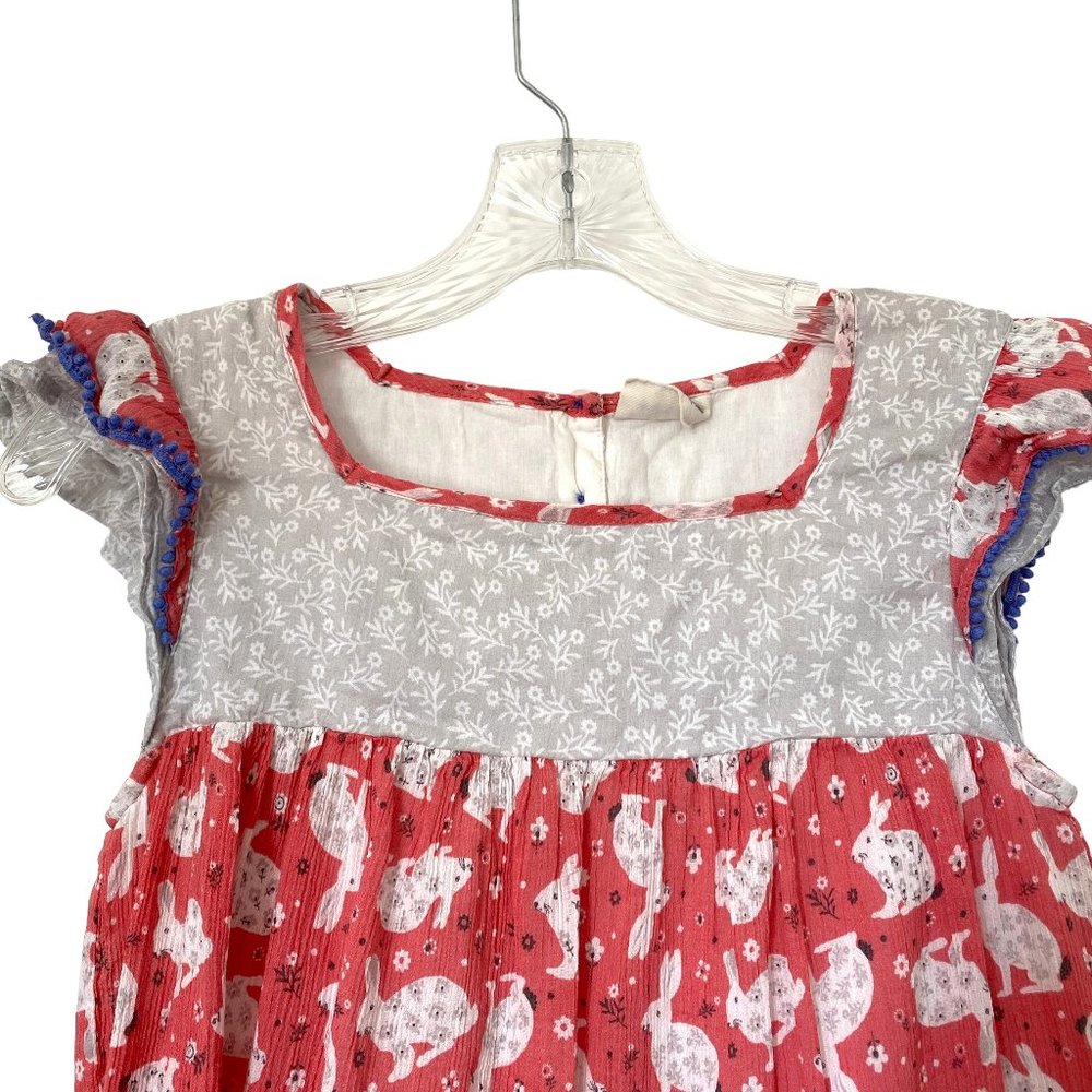 Mini Boden Ruffle Shoulder Summer Dress Rabbit Print 11-12 Y - Picture 5 of 6